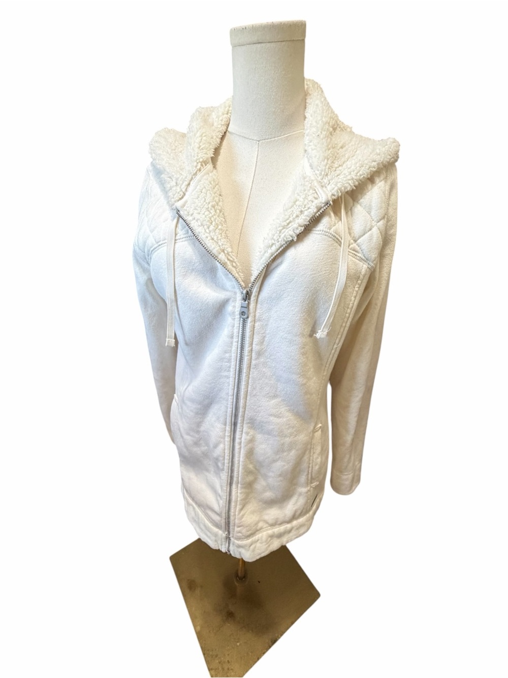 Eddie Bauer Women's Cream Sherpa-Lined Zip Hoodie Jacket Sz Med